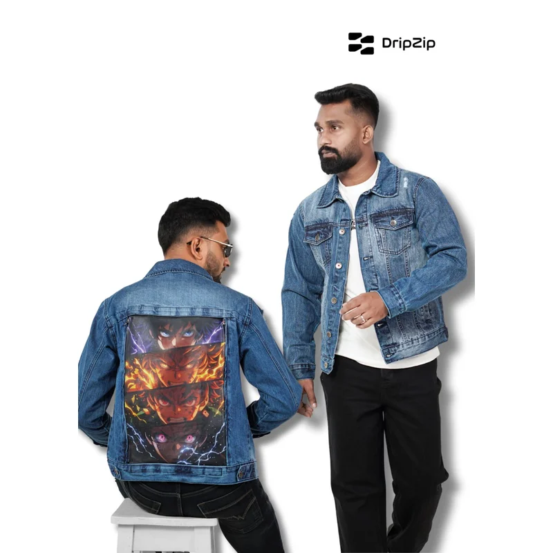 Blue  Denim Jacket - Demon Slayer